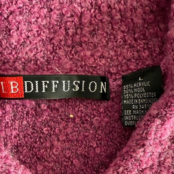 IB Diffusion Women's Acrylic Wool Blend Pink Button Front Cardigan sz Large - Picture 3 of 5